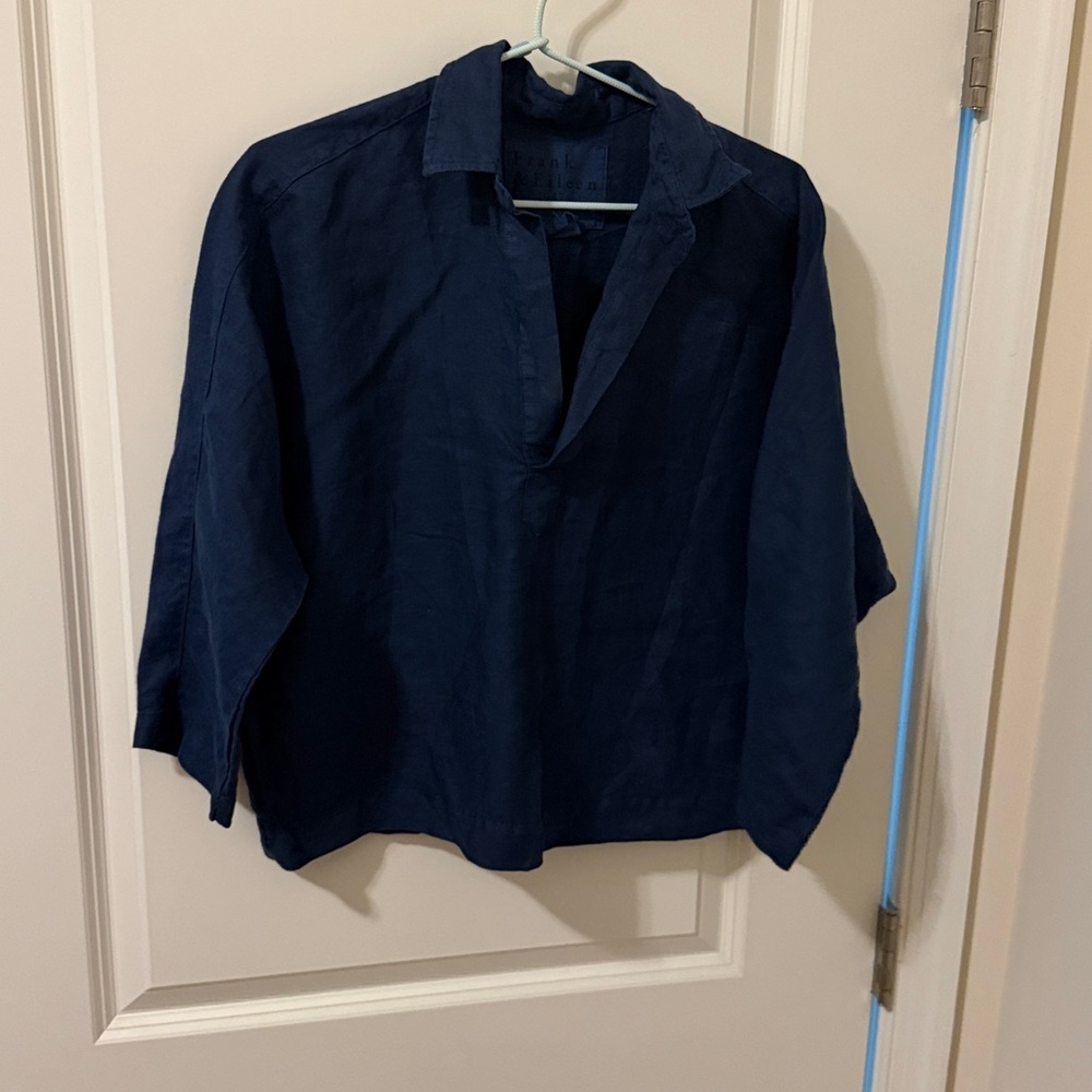 Frank & Eileen Gabi Popover Shirt in Navy - Picture 5 of 7